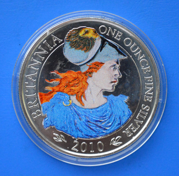 2 pounds Engeland Britannia in kleur 1 ounce 999/1000 zilver 2010 in capsule