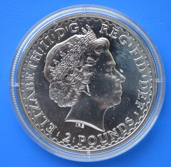 2 pounds Engeland Britannia in kleur 1 ounce 999/1000 zilver 2010 in capsule