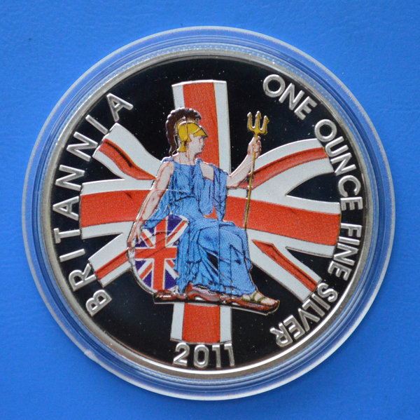 2 pounds Engeland Britannia in kleur 1 ounce 999/1000 zilver 2011 in capsule