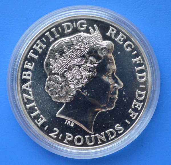 2 pounds Engeland Britannia in kleur 1 ounce 999/1000 zilver 2011 in capsule