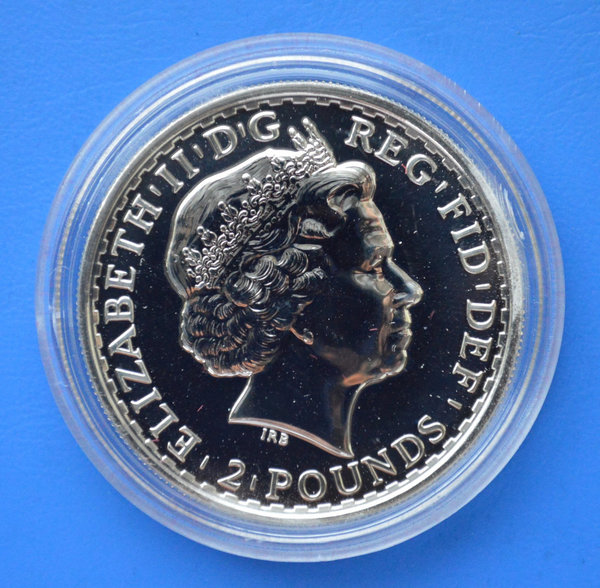 2 pounds Engeland Britannia in kleur 1 ounce 999/1000 zilver 2012 in capsule
