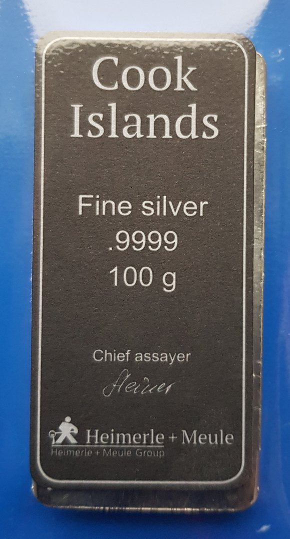 100 gram 5 dollar Cook Island Muntbaar  999/1000 zilver in seal