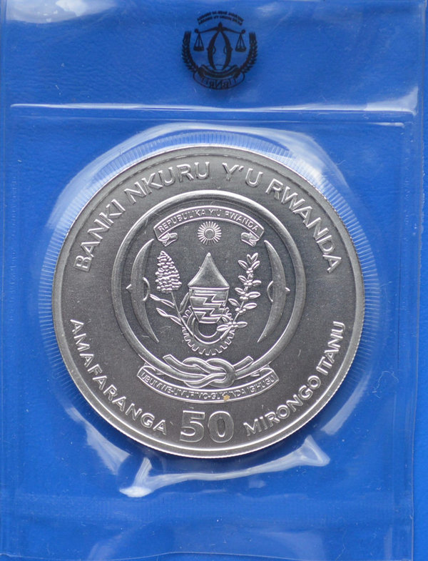 Rwanda 50 mirongo Year of the Haas 1 ounce 999/1000 zilver 2023 in seal