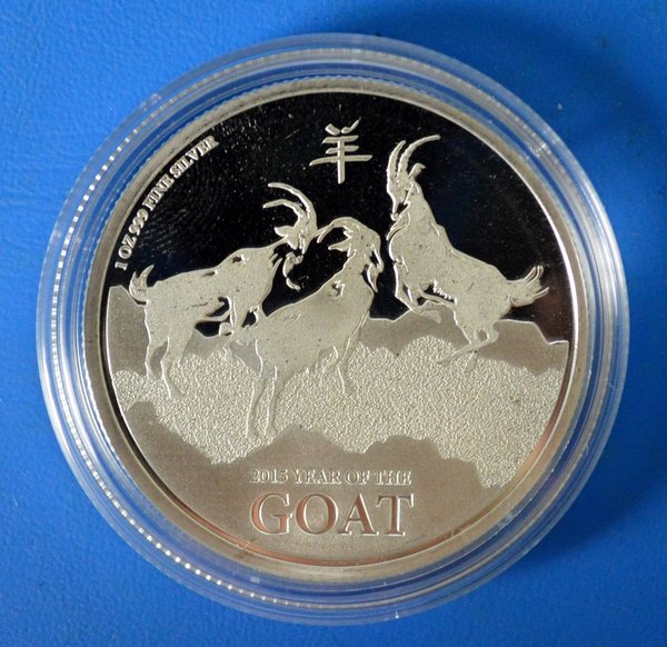 2 dollar NIUE "Nieuw-Zeeland" year of the goat 1 ounce 999/1000 zilver 2015