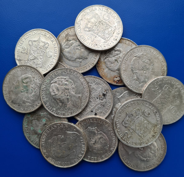 Zilveren 2,5 gulden Wilhelmina 25 gram 720/1000 zilver