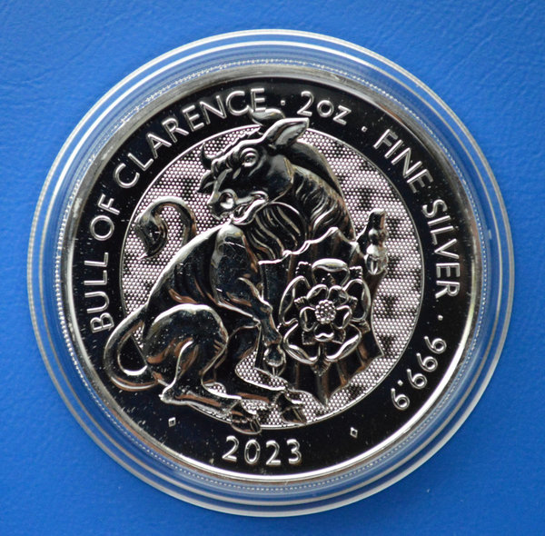 5 pounds Engeland Bull of Clarence  2 ounce 999/1000 zilver 2023 in capsule