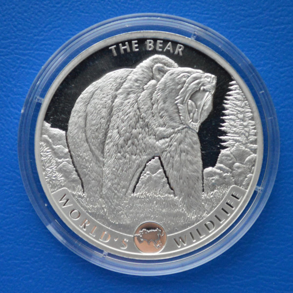 20 francs Republique du Congo The Bear 1 ounce 999/1000 zilver 2022 in capsule