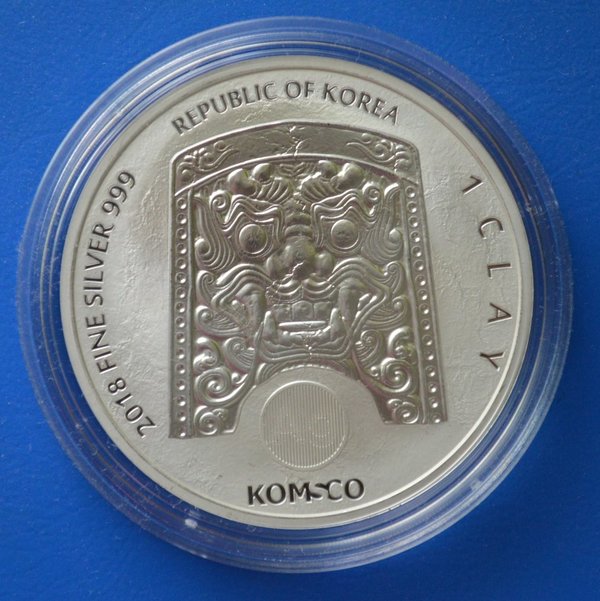 1 clay Korea Chiwoo Cheonwang 1 ounce 999/1000 zilver 2018 in capsule