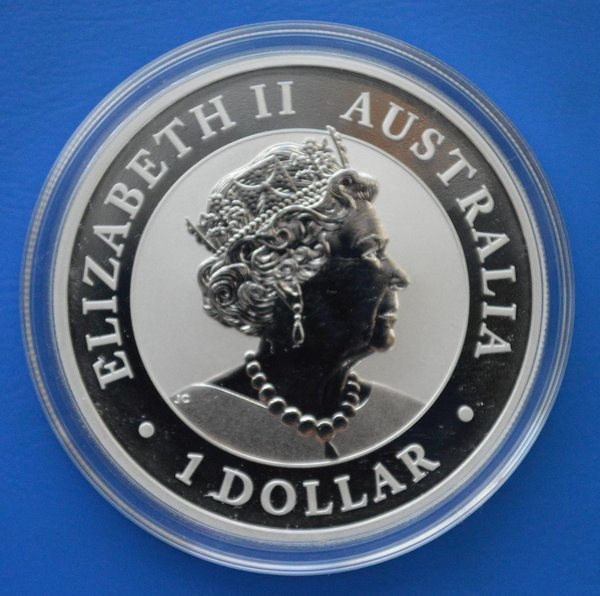 1 dollar Australie Kookaburra 1 ounce 999/1000 zilver 2019 in capsule