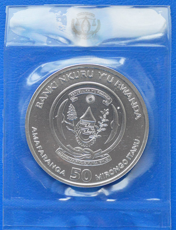50 mirongo Rwanda Pelicaan  1 ounce 999/1000 zilver 2022 in seal