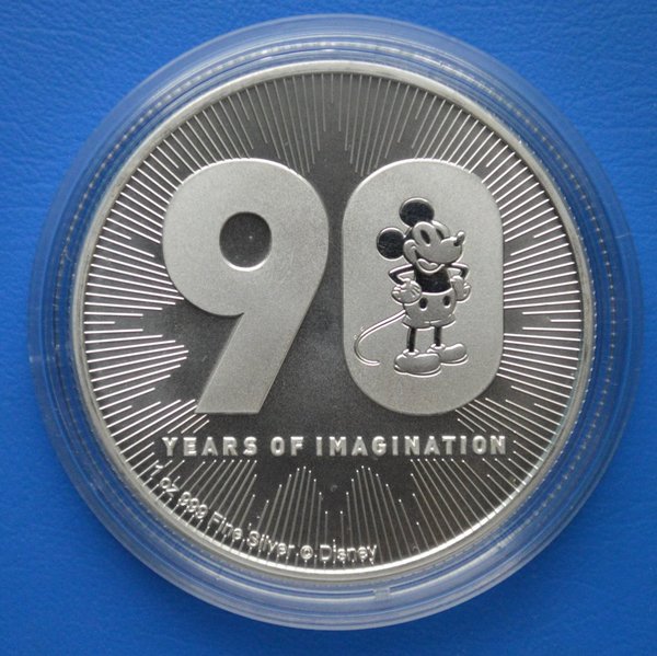 2 dollar NIUE "Nieuw-Zeeland Disney 90 years of imagination 1 ounce 999/1000zilver 2018 in capsule