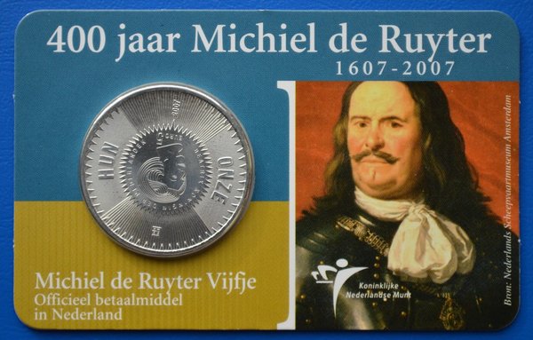 Coincard 400 jaar Michiel de Ruyter 5 euro 2007