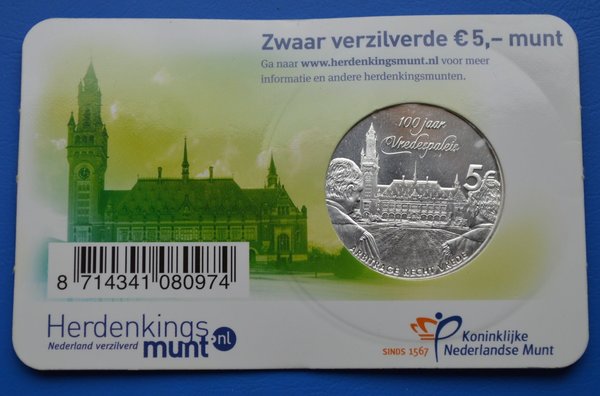 Coincard Het Vredespaleis Vijfje 5 euro 2013