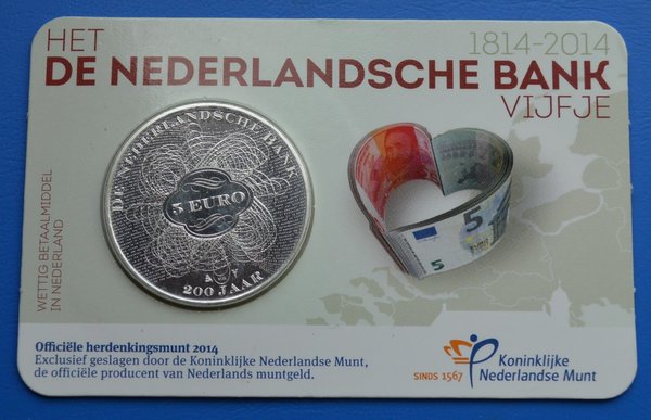 Coincard Het de Nederlandsche Bank Vijfje 5 euro 2014
