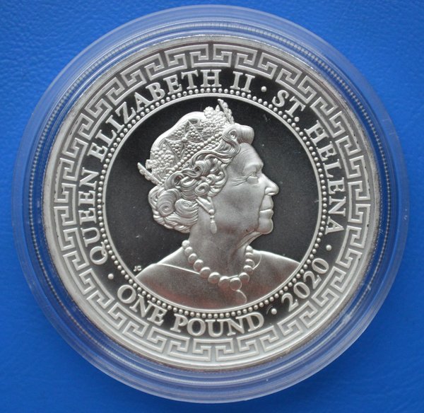 1 pounds India trade dollar St. Helena 1 ounce 999/1000 zilver 2020 in capsule