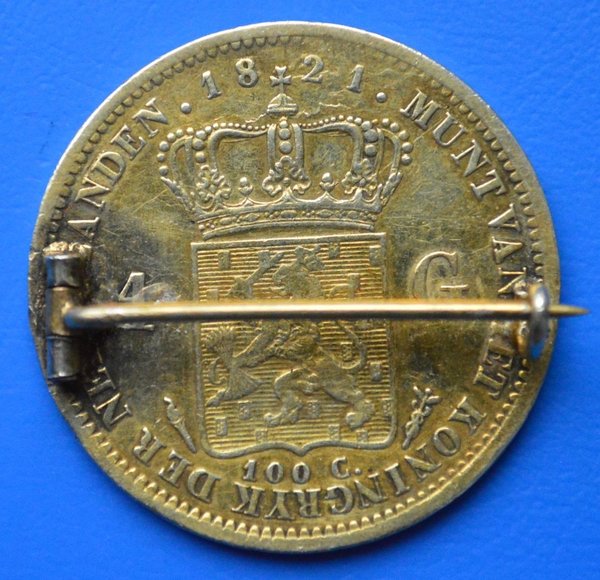 1 gulden 1821 Willem 1   op speld