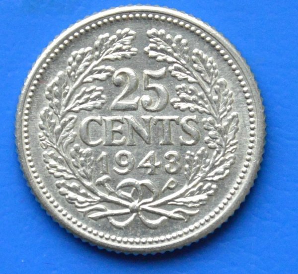 25 cent 1943 p Wilhelmina