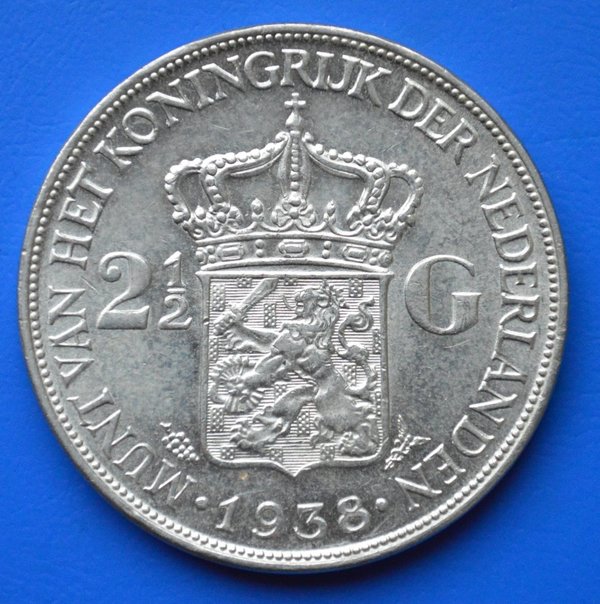 2,5 gulden 1938 Wilhelmina Grof Haar