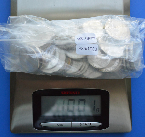 1 kilo Nederlands zilver 925/1000 zilver gemixt