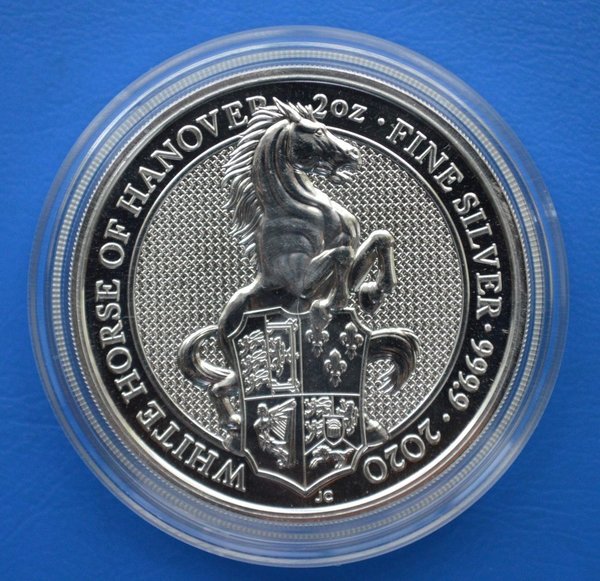5 pounds Engeland White Horse of Hanover  2 ounce 999/1000 zilver 2020 in capsule