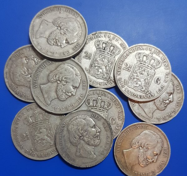 Zilveren 2,5 gulden Willem 3   25 gram 945/1000 zilver