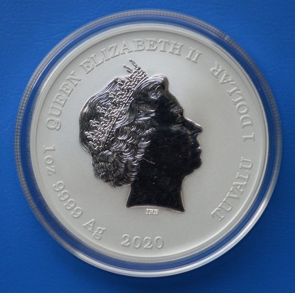 1 dollar Tuvalu Zeus 1 ounce 999/1000 zilver 2020 in capsule