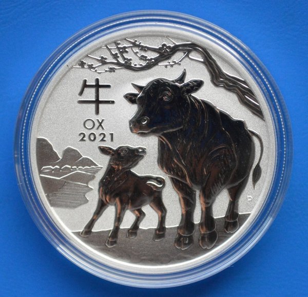 1 dollar Australie year of the Ox 1 ounce 999/1000 zilver 2021 in capsule