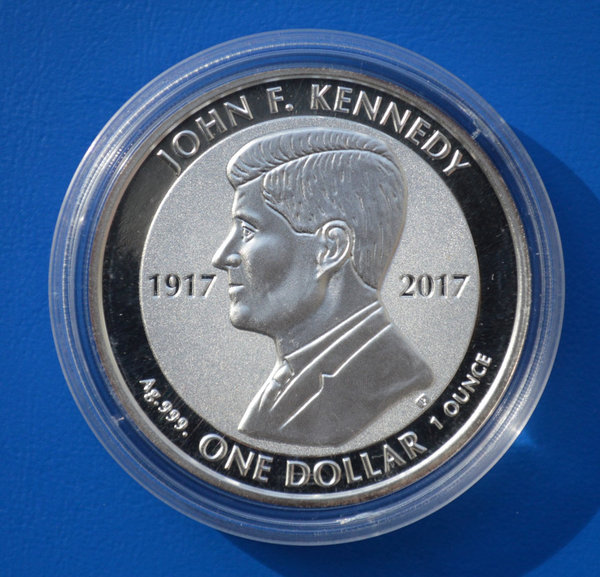 1 dollar Virgin Islands J.F. Kennedy 1 ounce 999/1000 zilver 2017 er kunnen vlekjes op zitten.