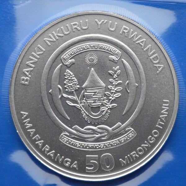 50 mirongo Rwanda Okapi 1 ounce 999/1000 zilver 2021 in seal