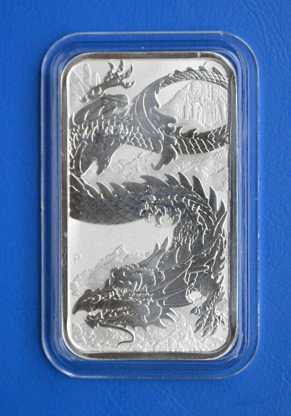 1 dollar Australie Rectangle Dragon 2023 1 ounce 999/1000 zilver in capsule