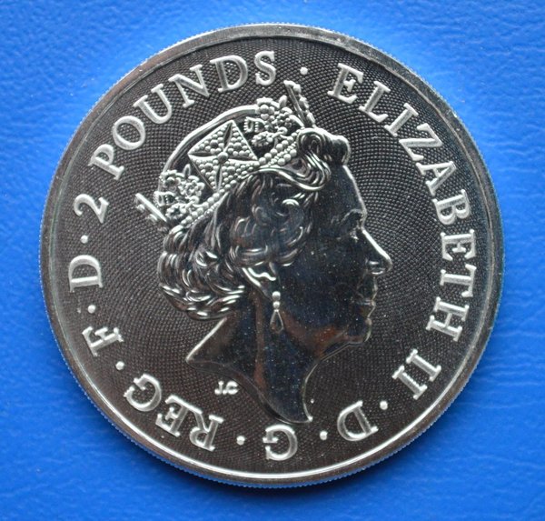 2 pounds Engeland The Royal Arms 1 ounce 999/1000 zilver 2021 zonder capsule