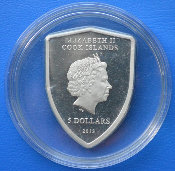 5 dollars Cook island Ferrari " Shield"925/1000 zilver in speciale capsule met box