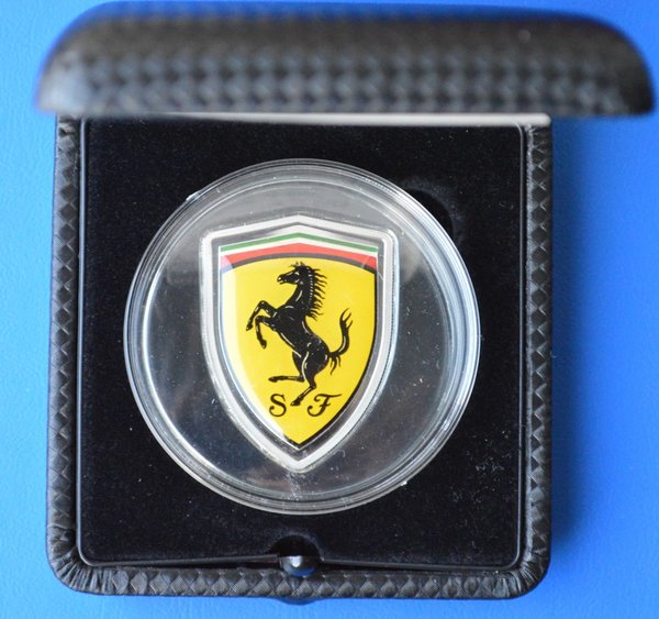 5 dollars Cook island Ferrari " Shield"925/1000 zilver in speciale capsule met box