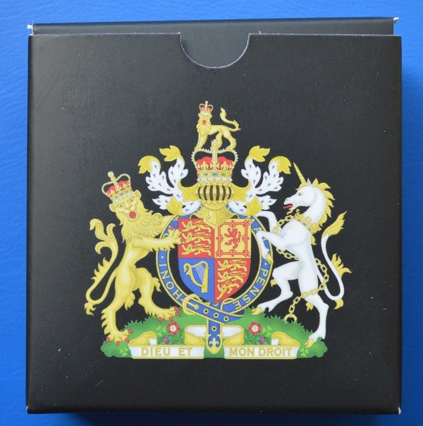 2 pounds Engeland Coat of Arms gekleurd Black Ruthenium 1 ounce 999 zilver 2019