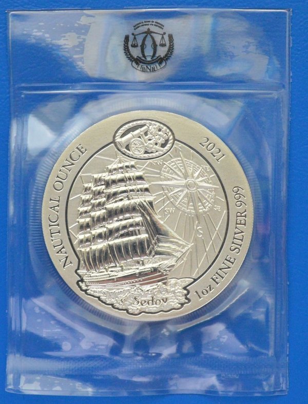 50 mirongo Rwanda Nautical sedov Amafranga 50 1 ounce 999/1000 zilver 2021 in seal