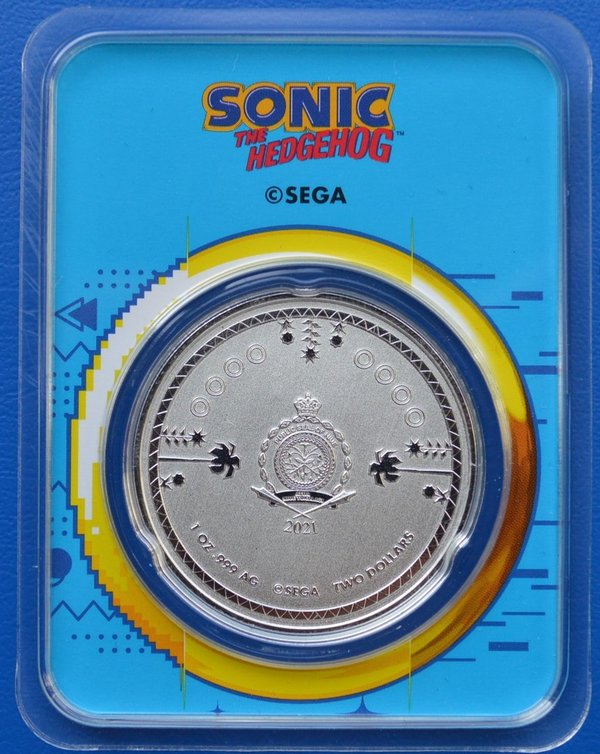 2 dollar Niue 30 Anniversary Sonic Dr. Eggman 1 ounce 999/1000 zilver 2021 in card