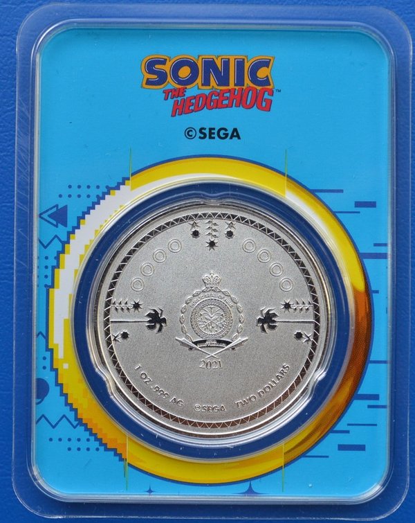 2 dollar Niue 30 Anniversary Sonic  1 ounce 999/1000 zilver 2021 in card