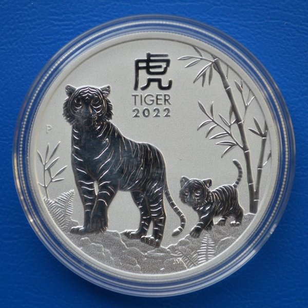 50 cent Australie lunar 3 Year of the Tiger 1/2 ounce 999/1000 zilver 2022 in capsule