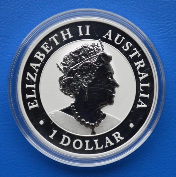 1 dollar Australie Kookaburra 1 ounce 999/1000 zilver 2022 in capsule
