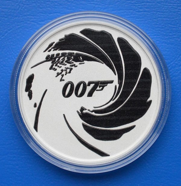 1 dollar Tuvalu PM Black James Bond 007 999/1000 zilver 2022 in capsule