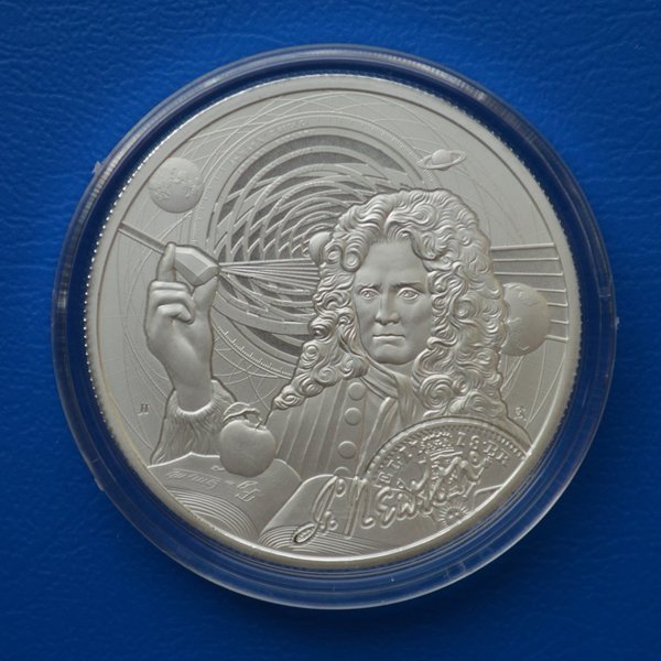 2 dollar Niue Icons of inpirations Isaac Newton 1 ounce 999/1000 zilver 2022 in capsule