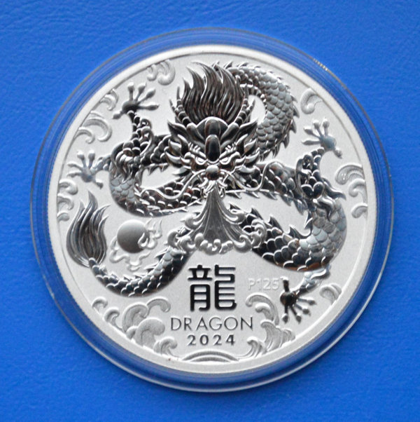 50 cent Australie Lunar 3 Year of the Dragon  999/1000 zilver 2024 in capsule