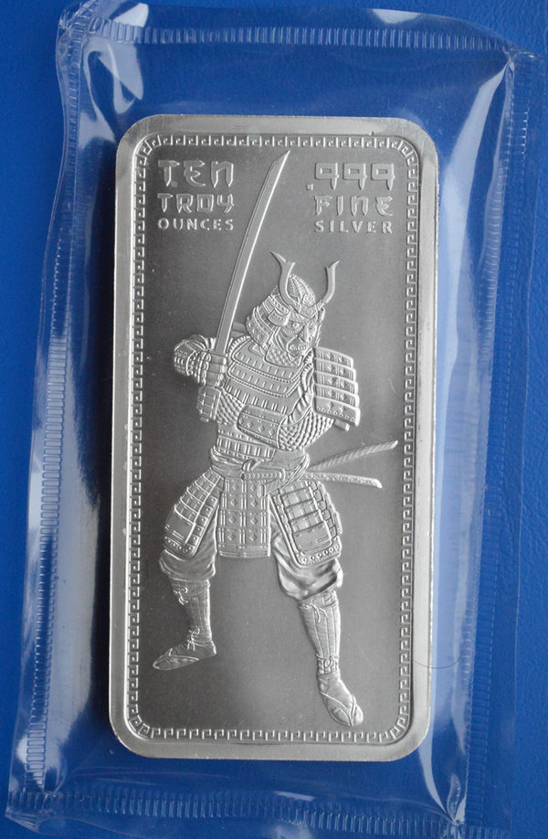 10 ounce zilverbaar Samurai Warriors 999/1000 zilver