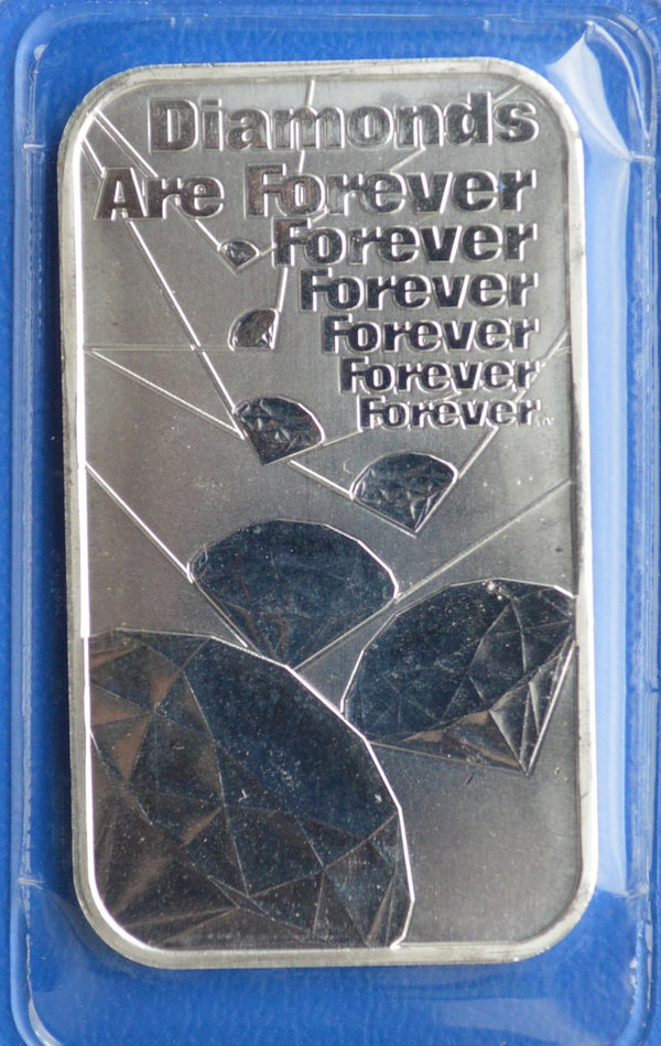 Engeland 007 zilverbaar Diamonds Are Forever 1 ounce 999/1000 zilver in seal