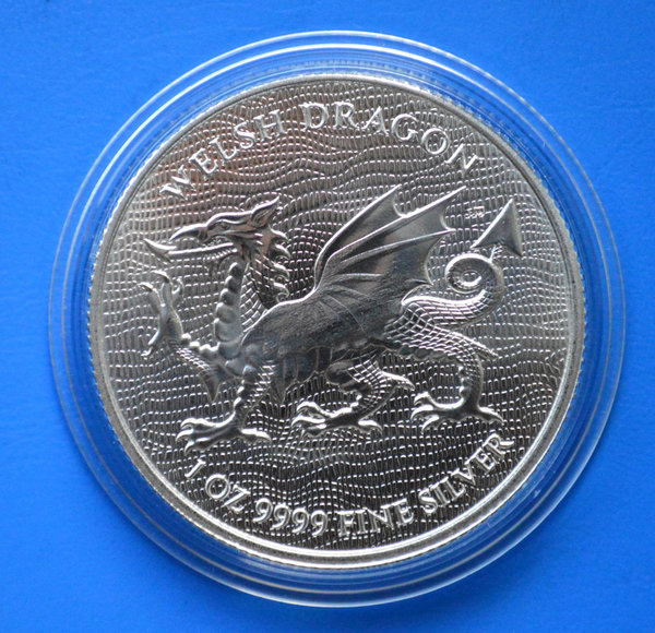 2 dollar NIUE Nieuw-Zeeland Welsh Dragon 1 ounce 999/1000 zilver 2022 in capsule
