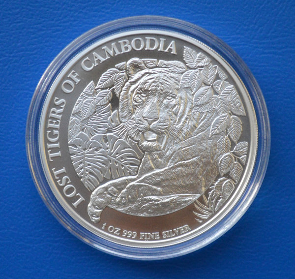 3000 riels Cambodia Lost Tigers 1 ounce 999/1000 zilver 2023 in capsule