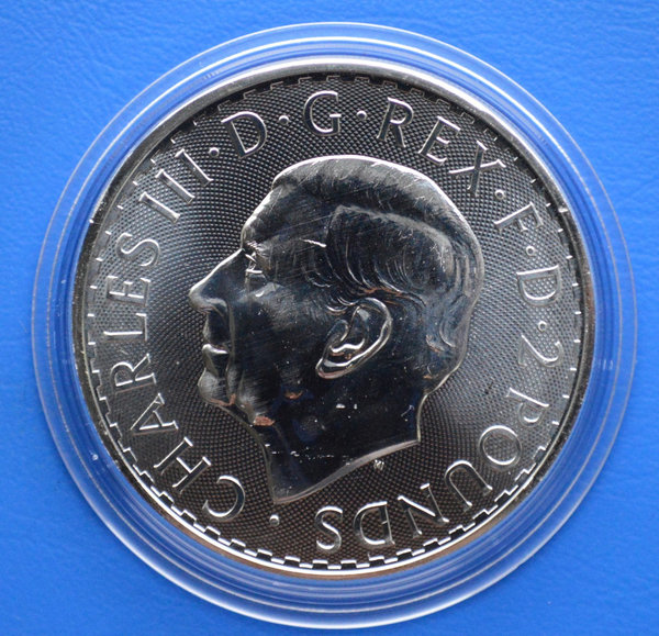 2 pounds Koning Charles Engeland Britannia 1 ounce 999/1000 zilver 2023 in capsule