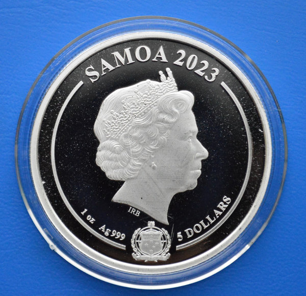 5 dollar Samoa Road Runner 1 ounce 999/1000 zilver 2022 in capsule oplage 15.000 stuks