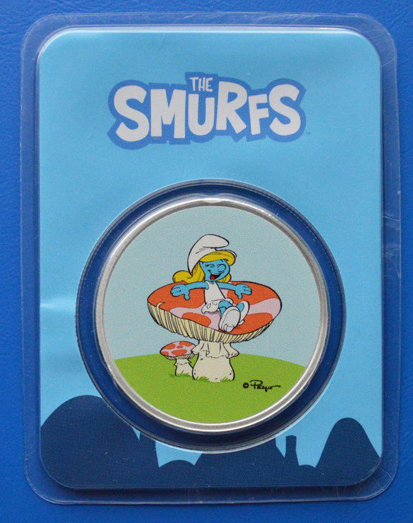 2 dollar NIUE Nieuw-Zeeland The Smurfs Smurfin 1 ounce 999/1000 zilver 2023 in Cart